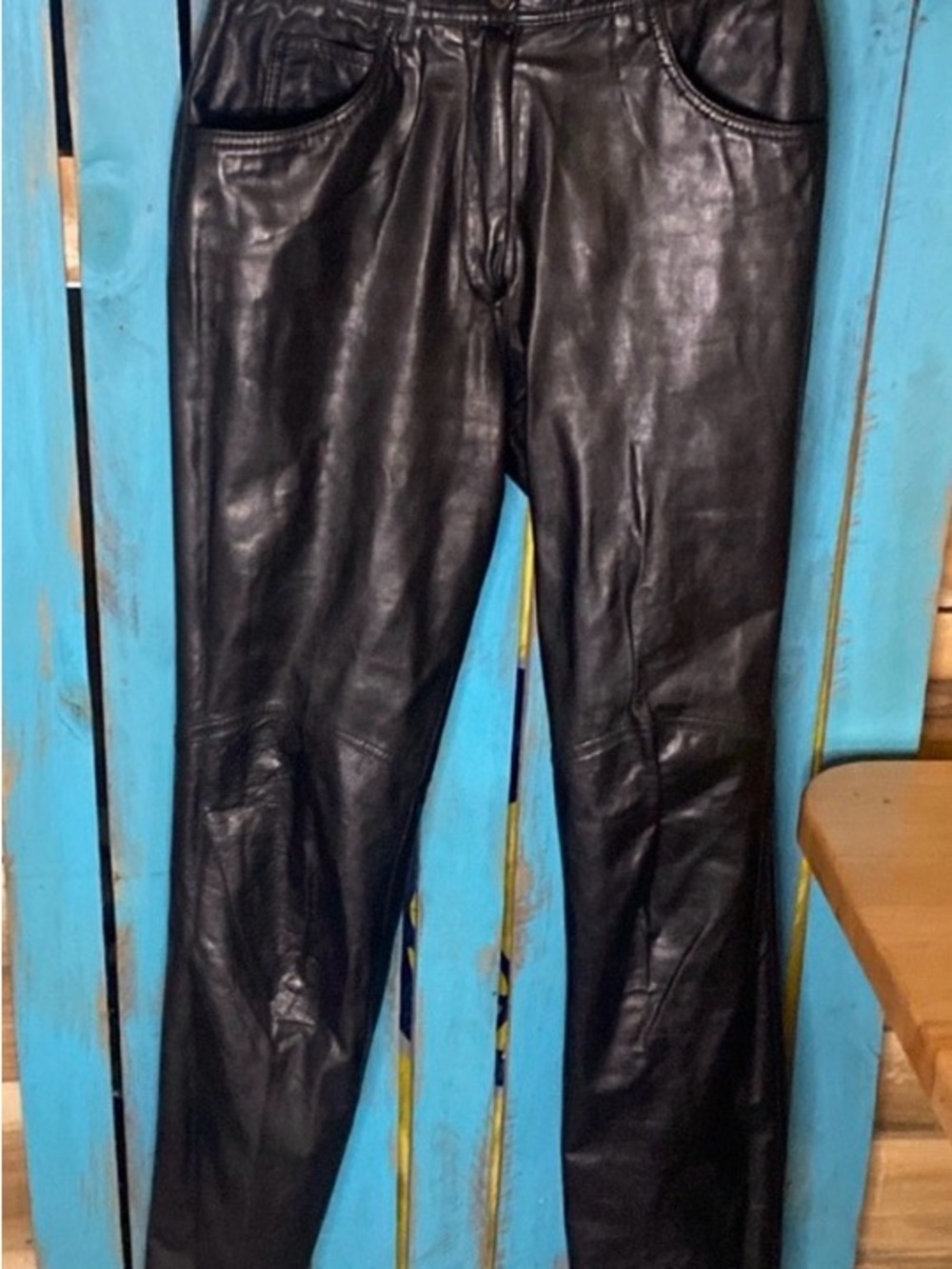 Vintage Berman’s black leather pants modern size 6 or small (tag 12) inseam 32